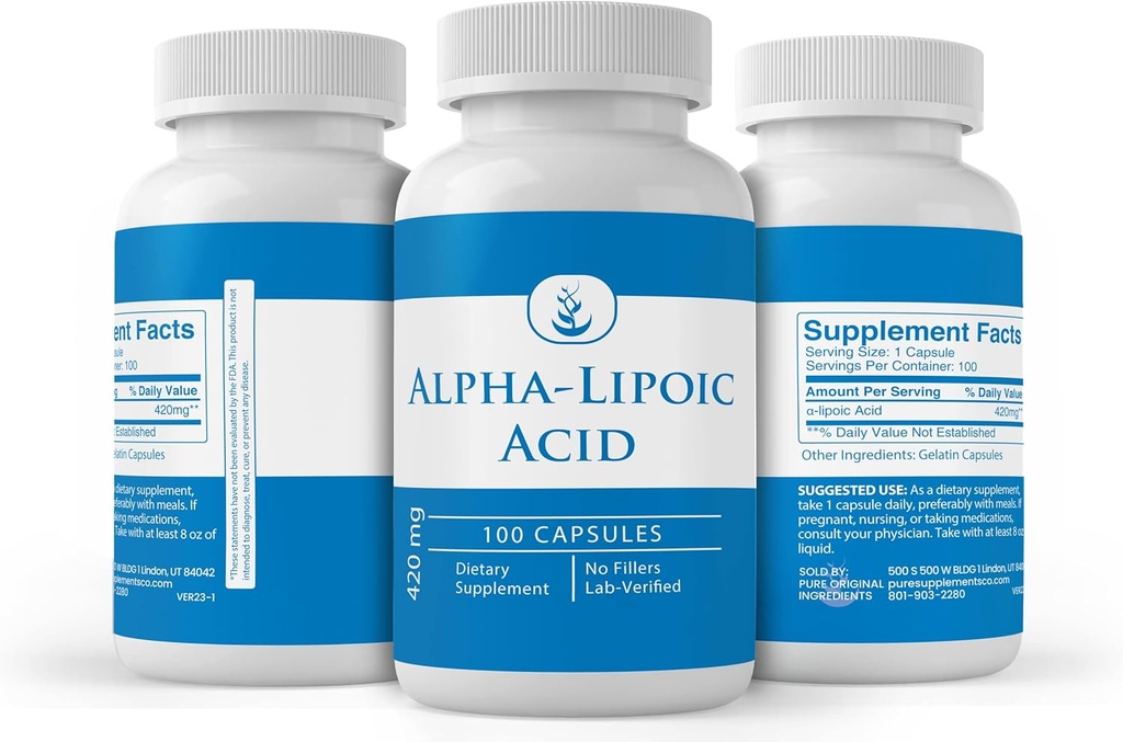 Pure Original Ingredients Alpha-Lipoic Acid Capsules, (100 Capsules) Always Pure, No Additives Or Fillers, Lab Verified 5