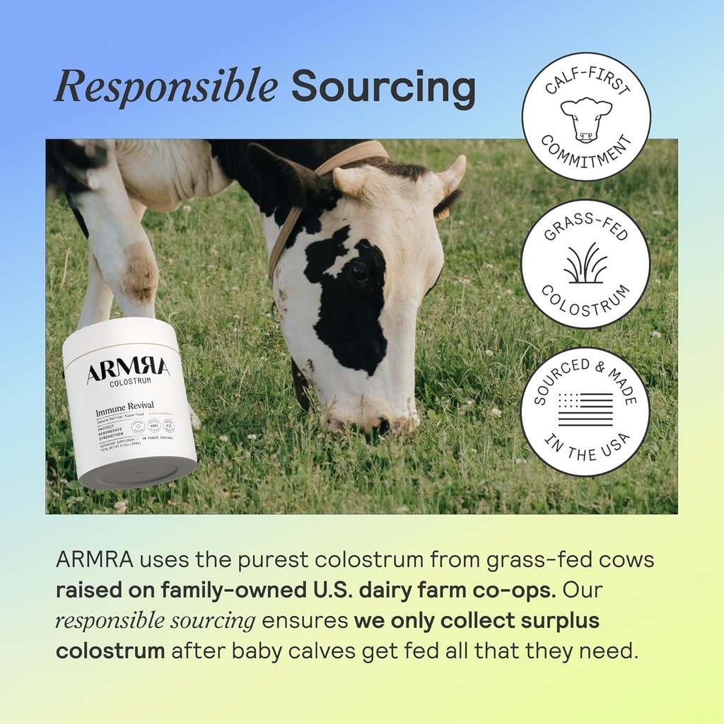 ARMRA Colostrum™ Premium Powder, Grass Fed, Gut Health Bloating Immunity Skin & Hair, Contains 400+ Bioactive Nutrients, Keto, Gluten & Fat Free (Unflavored, Blood Orange Bundle | 60 Servings) 6