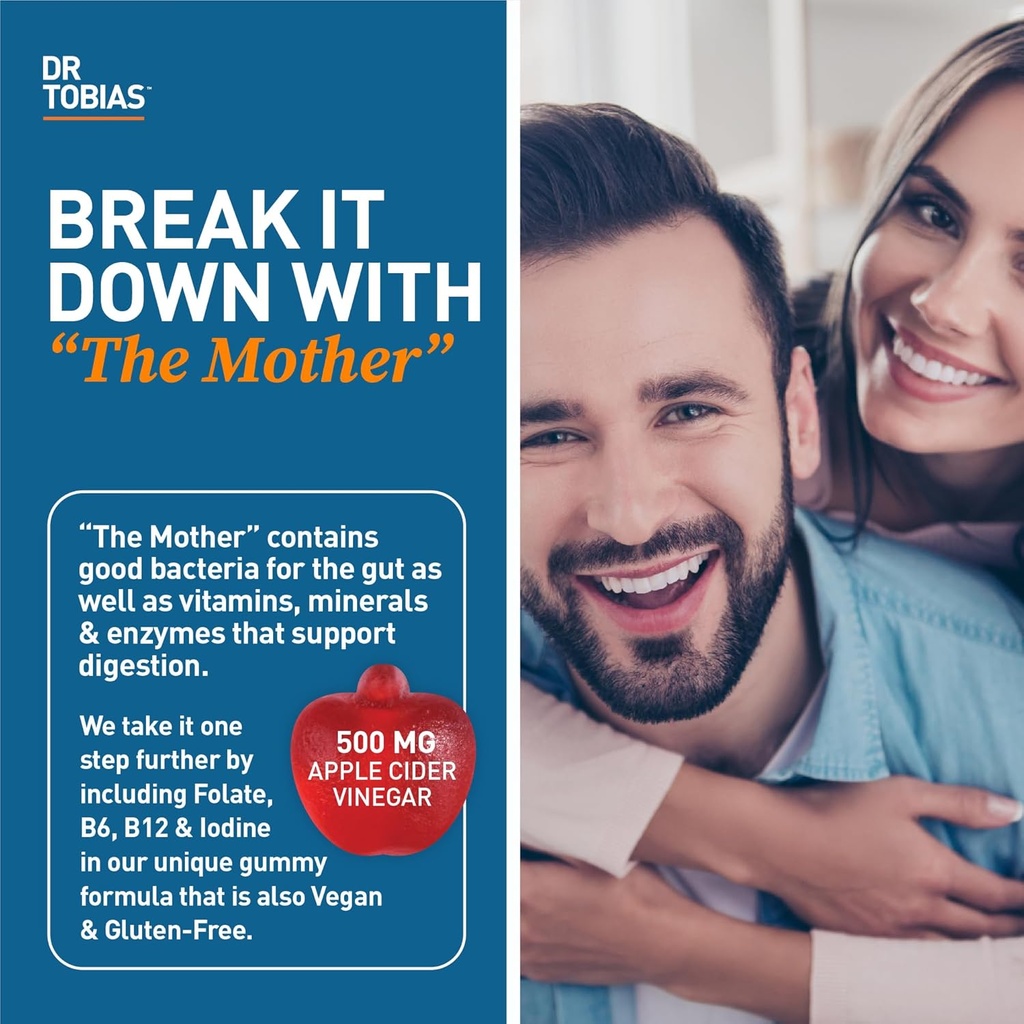 Dr. Tobias Lung Health & Apple Cider Vinegar Gummies - Supports Lung Cleanse & Detox Formula, Supports Gut Health, with The Mother, Folate, B12, Vitamin C, Butterbur 4