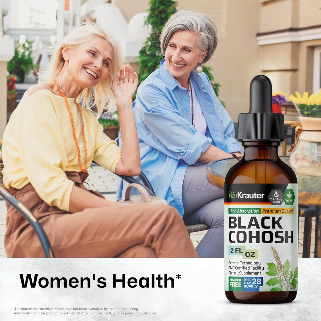 BIO KRAUTER Black Cohosh Root Tincture - Vegan Black Cohosh Supplements Women Support - Alcohol and Sugar Free - 2 Fl.Oz. 3
