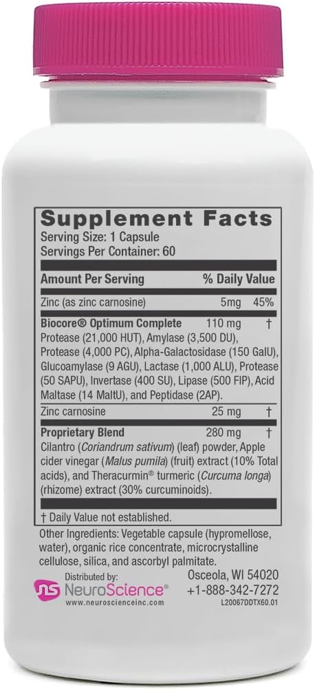 NeuroScience Digest DTX Gut Supplement with Digestive Enzymes for Men & Women + Apple Cider Vegar & Zinc Carnosine - Promote Healthy Gut Detox, Immune Support & Digestive Health (60 Capsules) 3