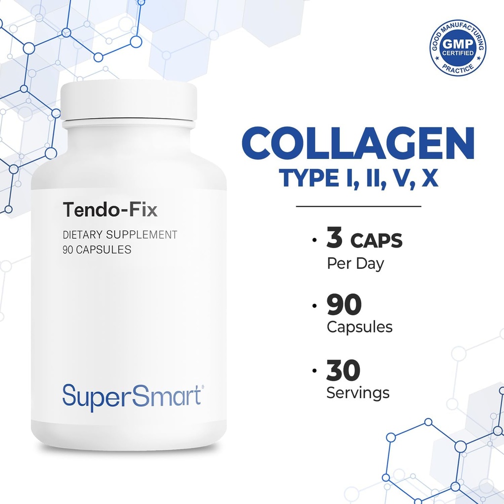 Supersmart - Tendo-Fix 750 mg Per Day - Increases Joint Mobility with Collagen | Non-GMO & Gluten Free - 90 Vegetarian Capsules 6