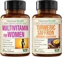Women's Multivitamin + Turmeric Saffron Cinnamon & Cardamom Bundle. Women's Vitamins & Minerals Formula for Immune and Joint Support, Inflammatory Response. 2