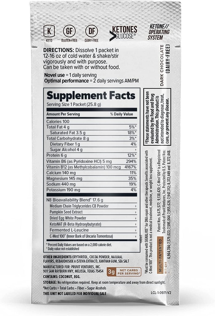 Pruvit Keto//OS Pro Dark Chocolate + MCT Ketones - Keto//OS Pro Supplement for Energy Boost, Better Digestion and Helps Combating The Aging Process - 20 Pack 4