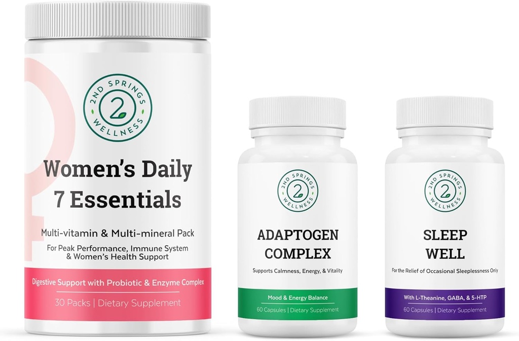 Women's Daily 7 Essentials, Adaptogen Complex & Sleep Well Bundle 2
