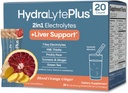 Hydralyte Liver Support + Electrolyte Mix with Milk Thistle, Turmeric, Ginger, Prickly Pear, Green Tea Extract Formulated for Rapid Rehydration (Blood Orange Ginger, 20 Packets) 2