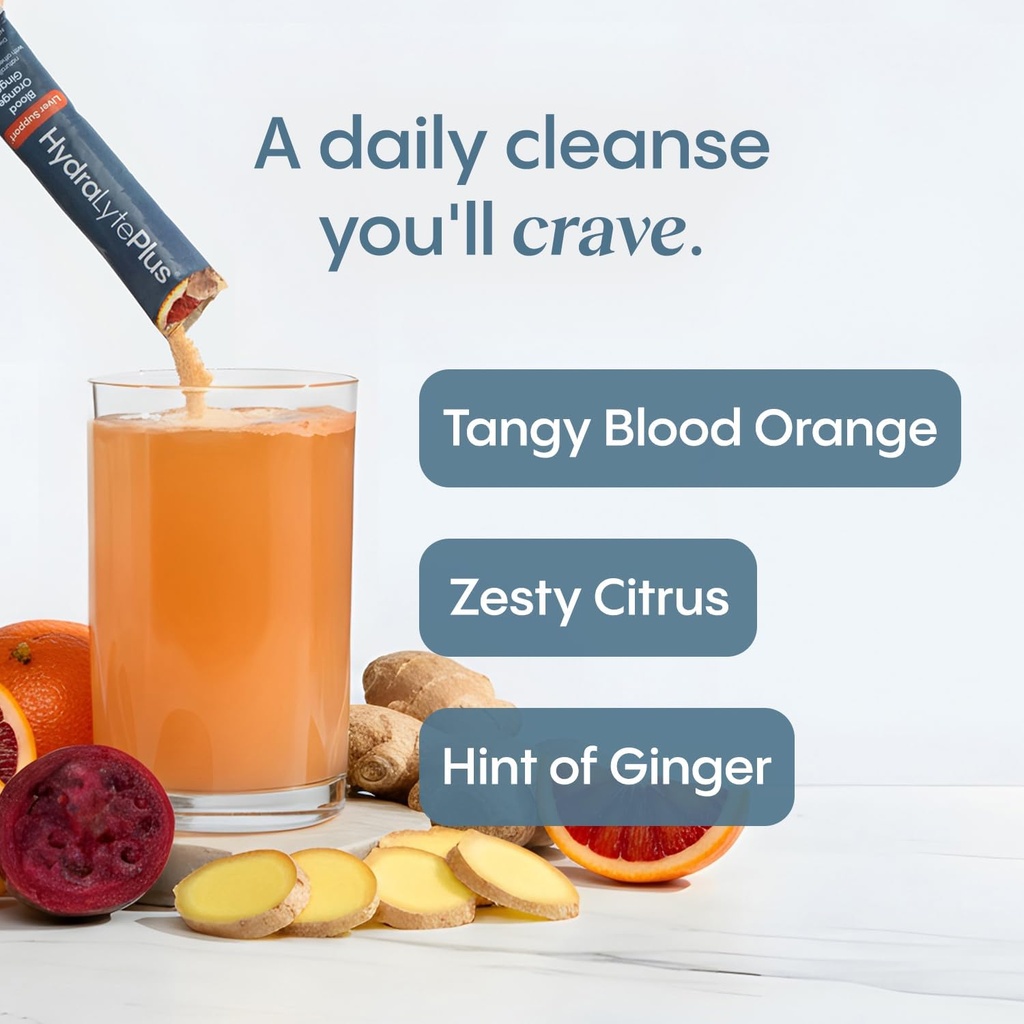 Hydralyte Liver Support + Electrolyte Mix with Milk Thistle, Turmeric, Ginger, Prickly Pear, Green Tea Extract Formulated for Rapid Rehydration (Blood Orange Ginger, 20 Packets) 6