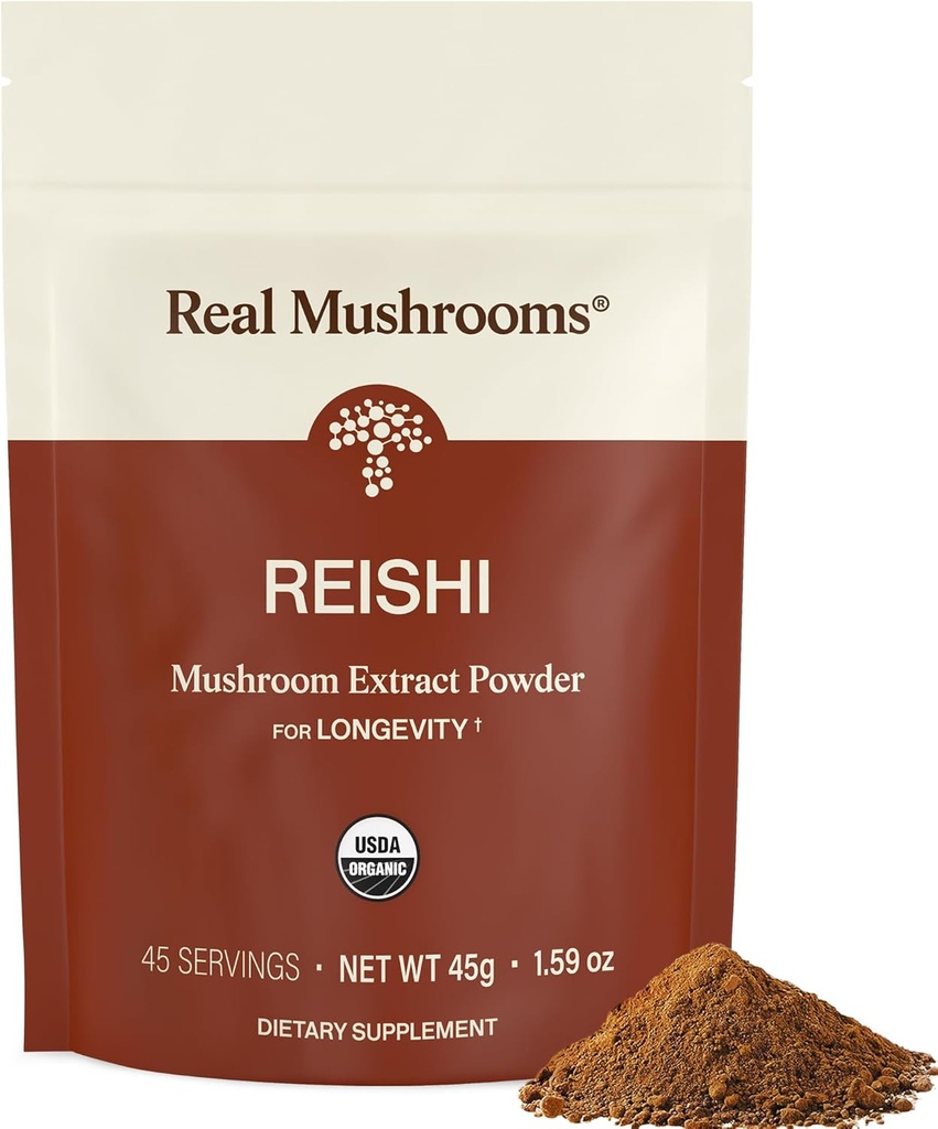 Real Mushrooms Reishi Mushroom Powder - Handpicked Organic Mushroom Extracts - Red Reishi for Tranquil Daily Wellness with Verified Beta Glucans Vegan, Non-GMO, No Grain Fillers, 45 Servings 2