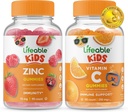 Lifeable Zinc Kids + Vitamin C Kids, Gummies Bundle - Great Tasting, Vitamin Supplement, Gluten Free, GMO Free, Chewable Gummy 2