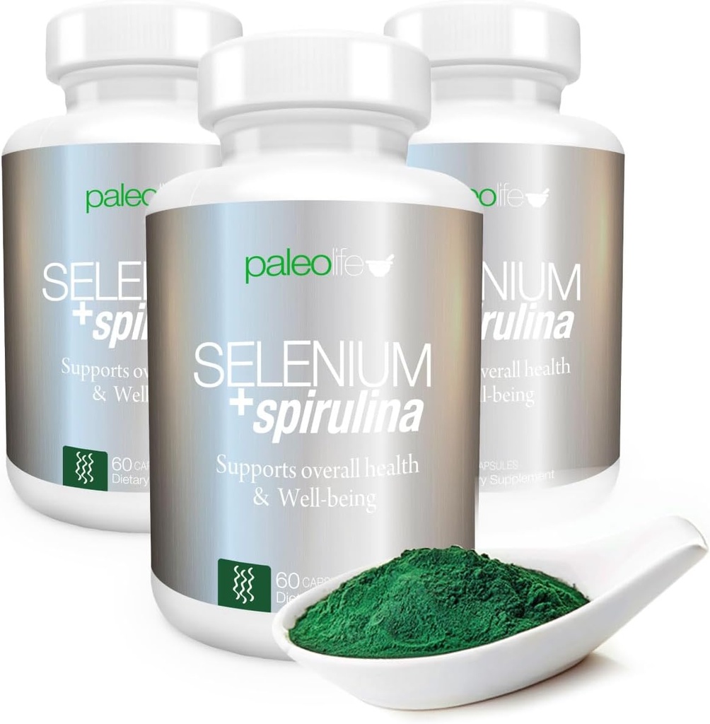 Paleolf Boost Concentration, Memory and Energy with Premium Selenium + Spirulina - Premium Antioxidant Supplement for Brain Function -180 Day Supply (180 Capsules) - (3-Pack) 2