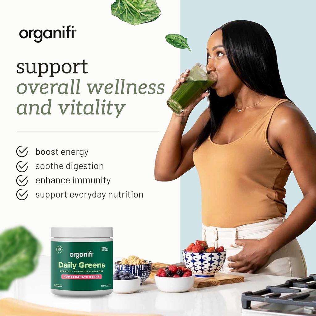 Organifi Daily Greens - Everyday Nutrition and Support - Greens Powder for Energy, Digestion, and Immunity, 30 Servings 4
