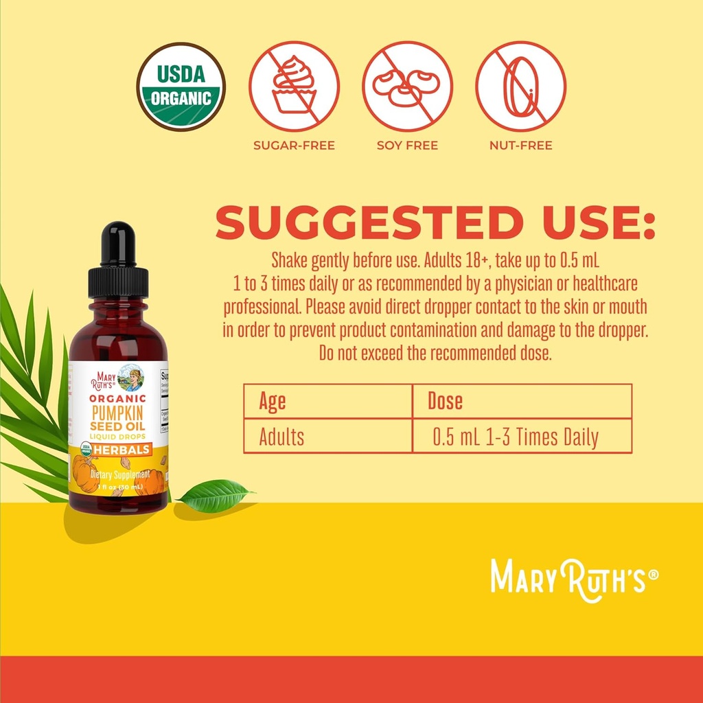 MaryRuth Organics Pumpkin Seed Oil Cold Pressed | 2 Month Supply | USDA Organic Pumpkin Seed Liquid Drops for Men and Women | Urinary Health in Men | Sugar Free | Vegan | Non-GMO | 60 Servings 4