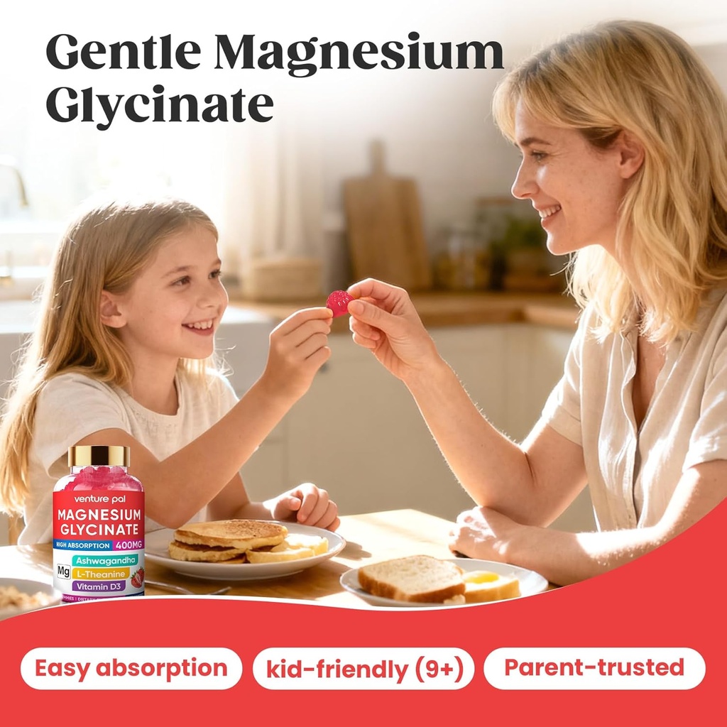 60 Day Supply Magnesium Glycinate 400mg Gummies with Ashwagandha, L-Theanine, CoQ10, Vitamin D3 & B6, Sugar Free Magnesium Gummies for Adults & Kids, Stress Relief, Sleep & Calm, Vegan, Gluten Free 3