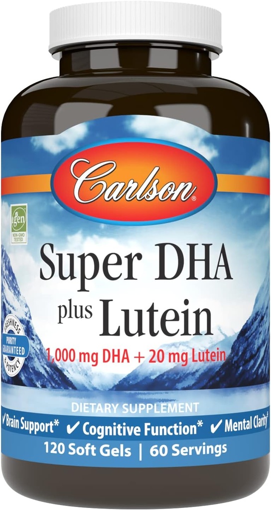 Carlson - Super DHA Plus Lutein, 1000 mg DHA + 20 mg Lutein, 120 Softgels 2
