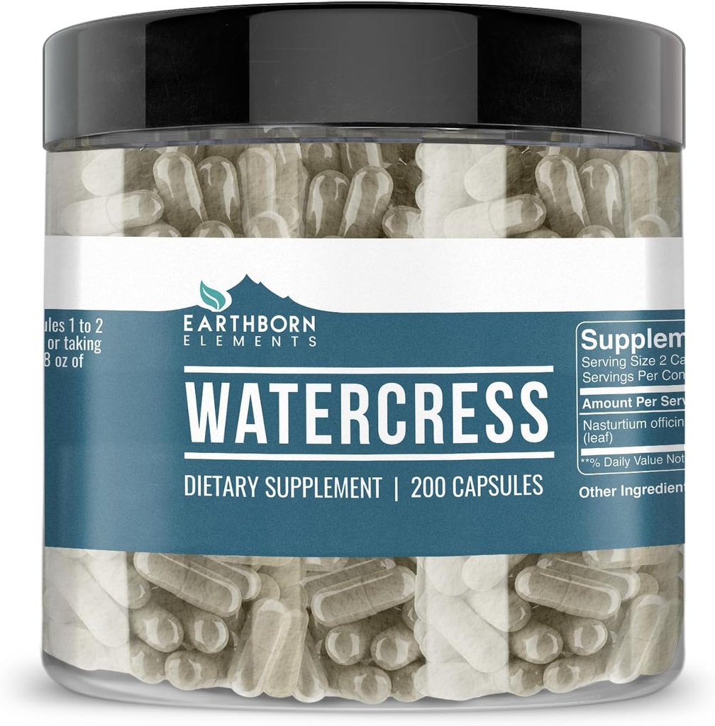 Earthborn Elements Watercress 200 Capsules, Pure & Undiluted, No Additives 2