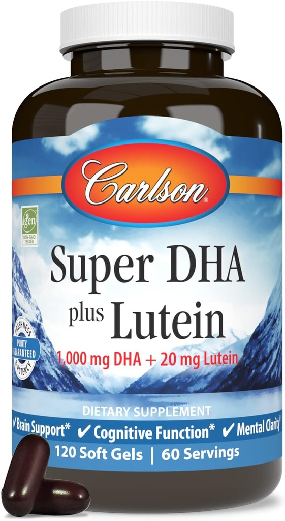 Carlson - Super DHA Plus Lutein, 1000 mg DHA + 20 mg Lutein, 120 Softgels 6