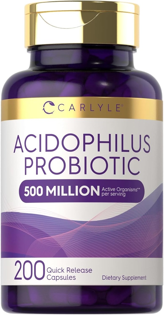 Carlyle Acidophilus Probiotic Capsules for Women and Men | 500 Million CFU | 200 Pills | Lactobacillus Supplement | Non-GMO and Gluten Free 2