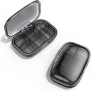 6 Compartment Travel Pill Organizer, Moisture Proof Case for Pocket Purse, Daily Portable Medicine Vitamin Container, Fish Oil and Supplement Box (Black) 2