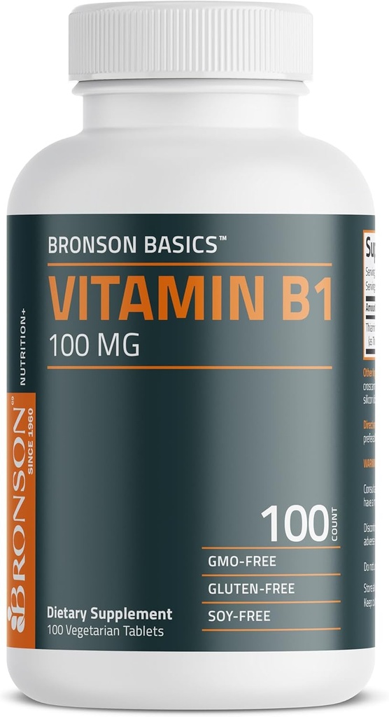 Bronson Vitamin B1 100mg, Non-GMO, 100 Vegetarian Tablets 6