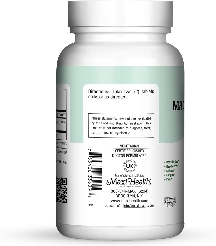 Maxi Health Maxi Magnesium Citrate Supplement, 90 Count (MCT) 3
