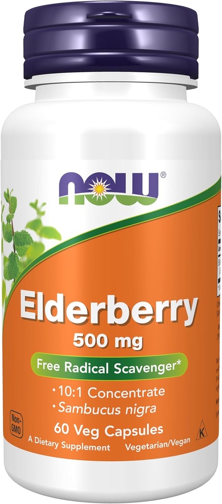 NOW Foods Supplements, Elderberry (Sambucus nigra)500 mg, 10:1 Concentrate, 60 Veg Capsules 2