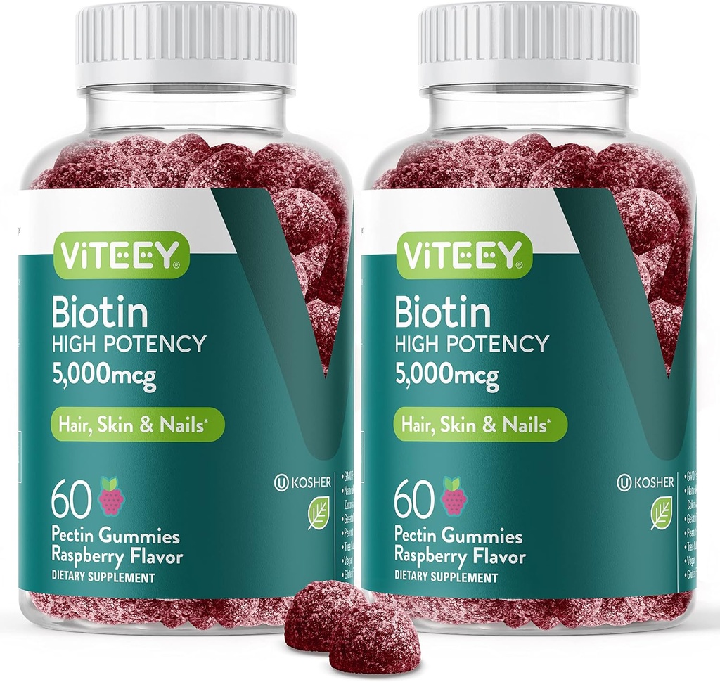 VITEEY Biotin Gummies for Hair Skin and Nails - Biotin for Hair Growth Gummies - 5000 mcg - Vegan, Gluten-Free, Non-GMO – 120 Count 2