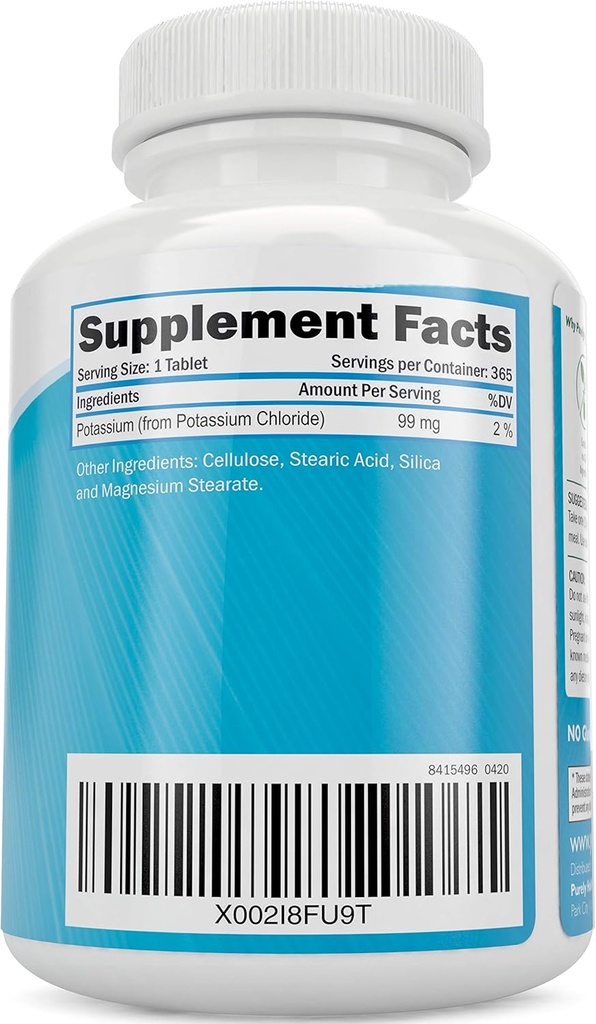 Potassium Chloride 99mg + Magnesium Glycinate 400mg - 365 + 270 Tablets - Vegetarian Bundle - Made in USA 3