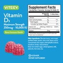 Viteey Vitamin D3 Gummies for Adults & Teens - 10,000 IU, 250mcg, Maximum Strength - Joint & Muscle Health, Immune Boost - Chewable Vitamin D Gummies - Vegetarian, Gelatin Free - Tasty Berry Flavored 5