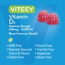 Viteey Vitamin D3 Gummies for Adults & Teens - 10,000 IU, 250mcg, Maximum Strength - Joint & Muscle Health, Immune Boost - Chewable Vitamin D Gummies - Vegetarian, Gelatin Free - Tasty Berry Flavored 6