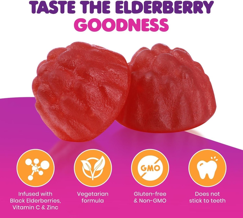 DR. MORITZ Elderberry Gummies for Kids & Toddlers - Immune System Booster- Health Support with Black Sambucus Elderberries Extract - Herbal Immunity Boost Supplement 6