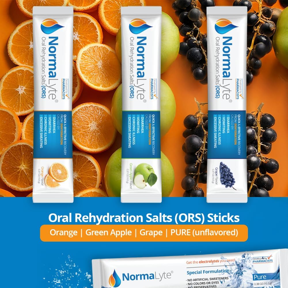 NormaLyte Oral Rehydration Salts-2 Pouches - 60 Sticks (Yields 500mL per Pack)-Pure| Energy Supplements, Potassium Supplement, Dehydration Recovery and Quick Absorption 3