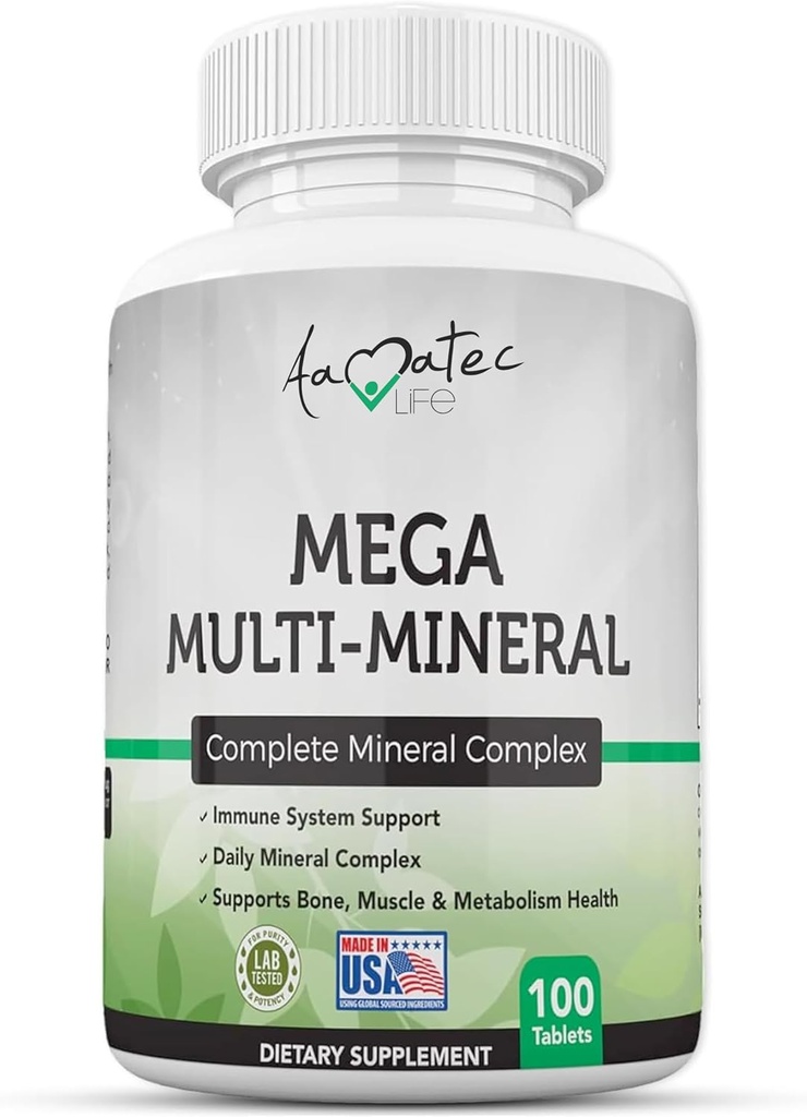 Aamatec Life Multi Minerals Supplement Complete Mineral Complex with Vitamin D3, Calcium, Magnesium, Zinc & Iodine Bone, Muscle, Metabolism & Immune Support Mega Multi-Mineral Supplement 100 Tablets 2