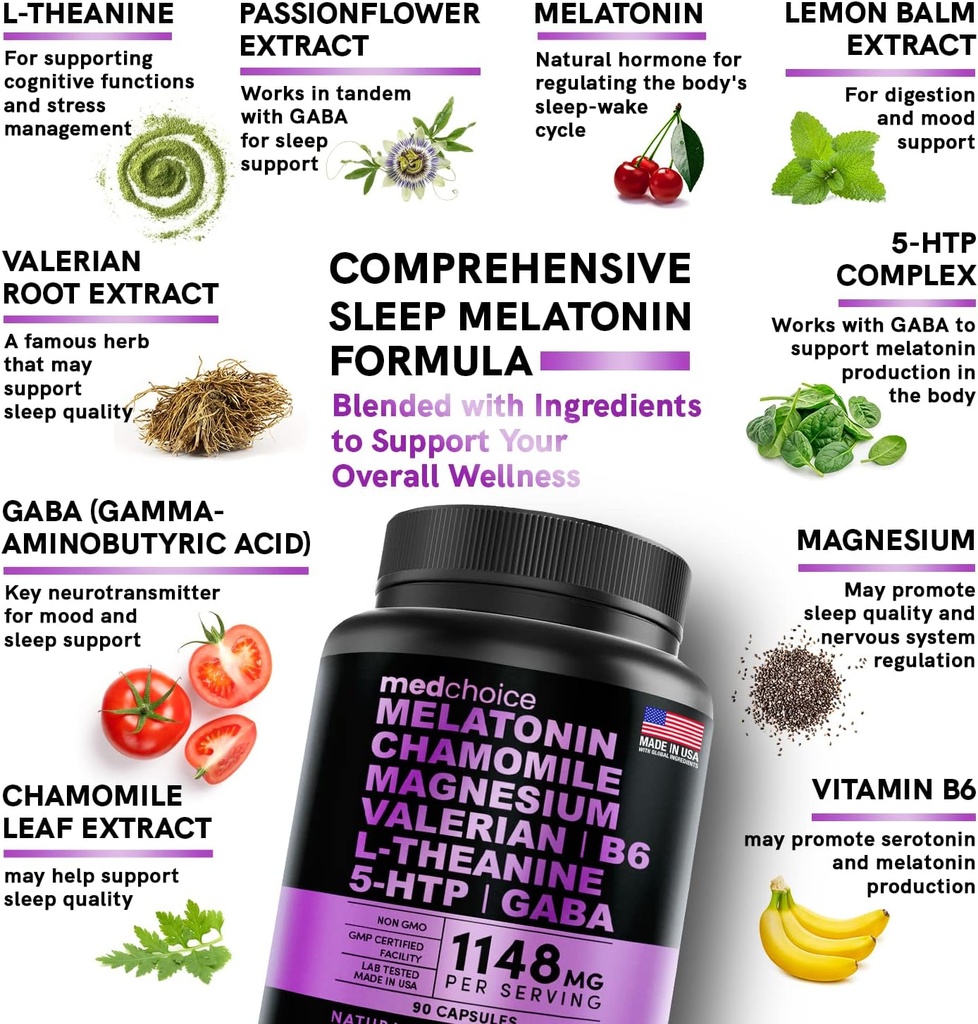 MEDCHOICE Turmeric & Ginger (120ct) and Sleep Melatonin (180ct) Supplement Bundle - Wellness Duo for Joint, Digestion, Sleep, & Immune Support - Vegan, Non-GMO, Gluten-Free 5