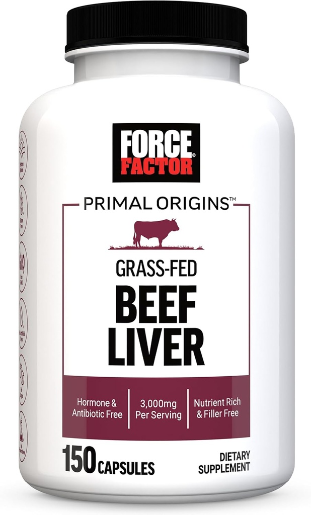 FORCE FACTOR Primal Origins Beef Liver Capsules, Grass Fed Beef Organ Supplement, Pasture-Raised, Hormone & Antibiotic Free, Non-GMO, 150 Capsules 2