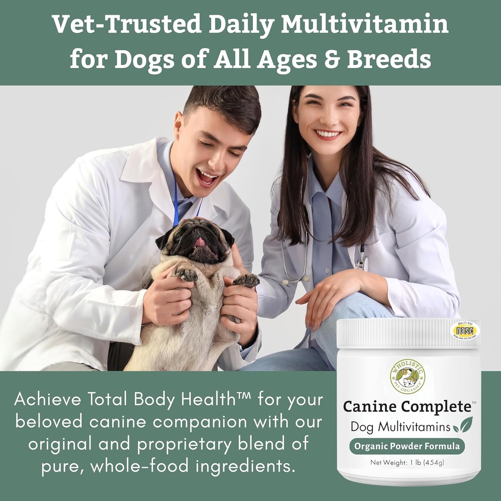 Wholistic Pet Organics Canine Complete - Dog Multivitamin Powder - 1 Lb - Daily Dog Vitamins and Supplements for Homemade Food - Immune System, Skin, Coat & Overall Health - Small and Large Breed 3
