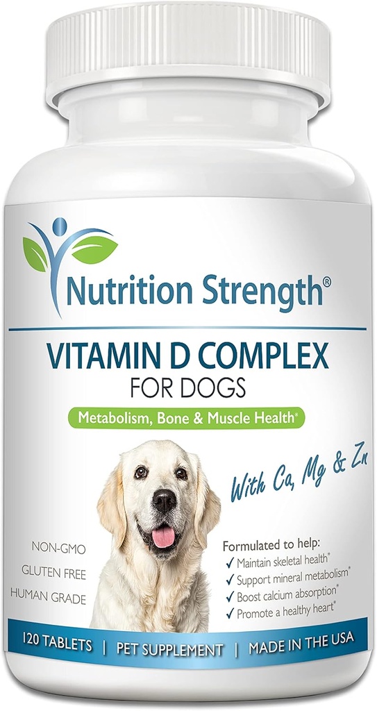 Vitamin D for Dogs with Calcium, Magnesium and Zinc to Support Strong Teeth, Bones and Muscles, Promote Mineral Metabolism and a Healthy Immune Function, 120 Chewable Tablets 2