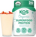 KOS Vegan Protein Powder, Unflavored & Unsweetened - Low Carb Pea Protein Blend, Organic Superfood Rich in Vitamins & Minerals - Keto, Soy, Dairy Free - Meal Replacement for Women & Men - 20 Servings 2
