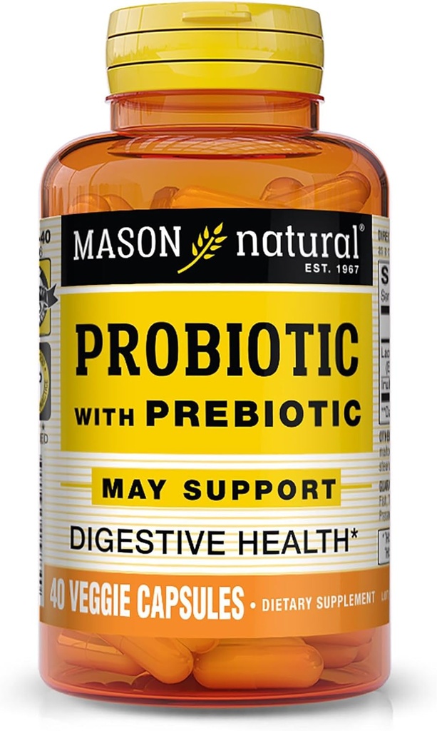 MASON NATURAL Probiotic with Prebiotic, 40 Day Supply for Normal Digestive Function & Improved Gut Health, 40 Veggie Capsules 2