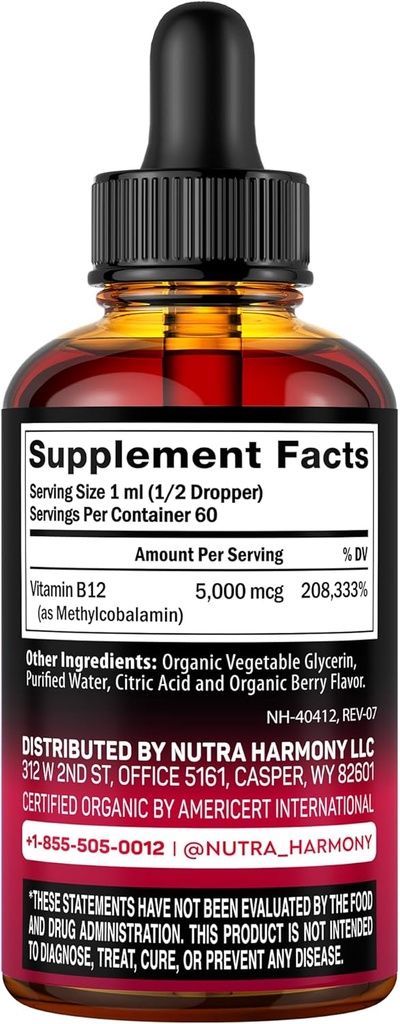 NUTRAHARMONY Organic Mullein Drops & Vitamin B12 Drops 4