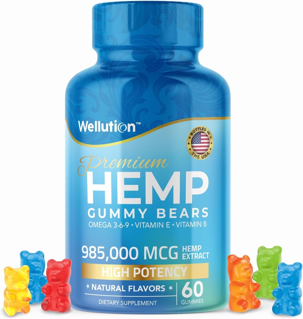 WELLUTION Hemp Gummies – High Potency 985,000 MCG – Natural Fruity Bear for Relaxation and Peace - Fast-Acting - 60ct 2
