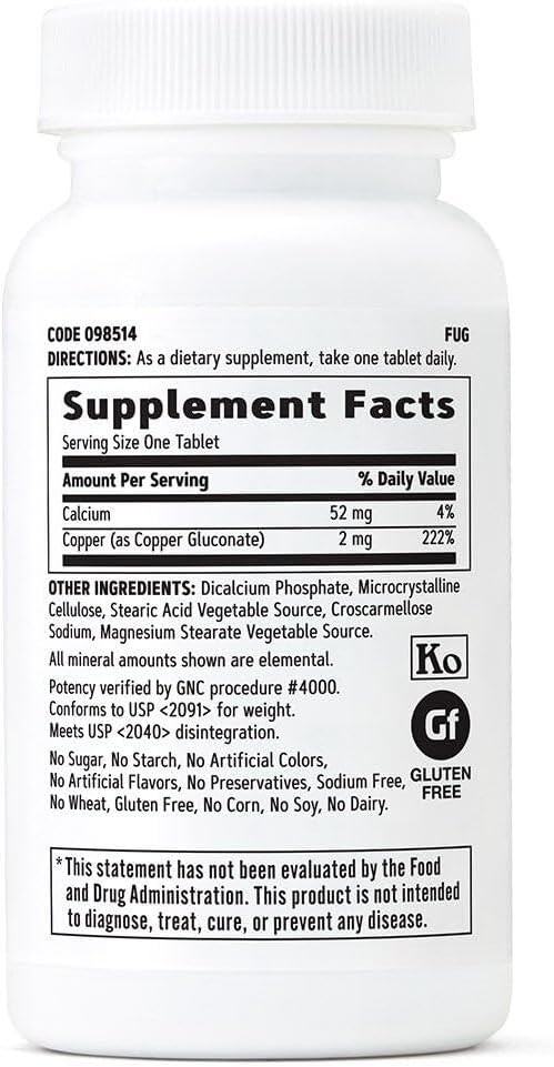 GNC Copper 2mg, Important for Iron Absorption, 100 Count 3