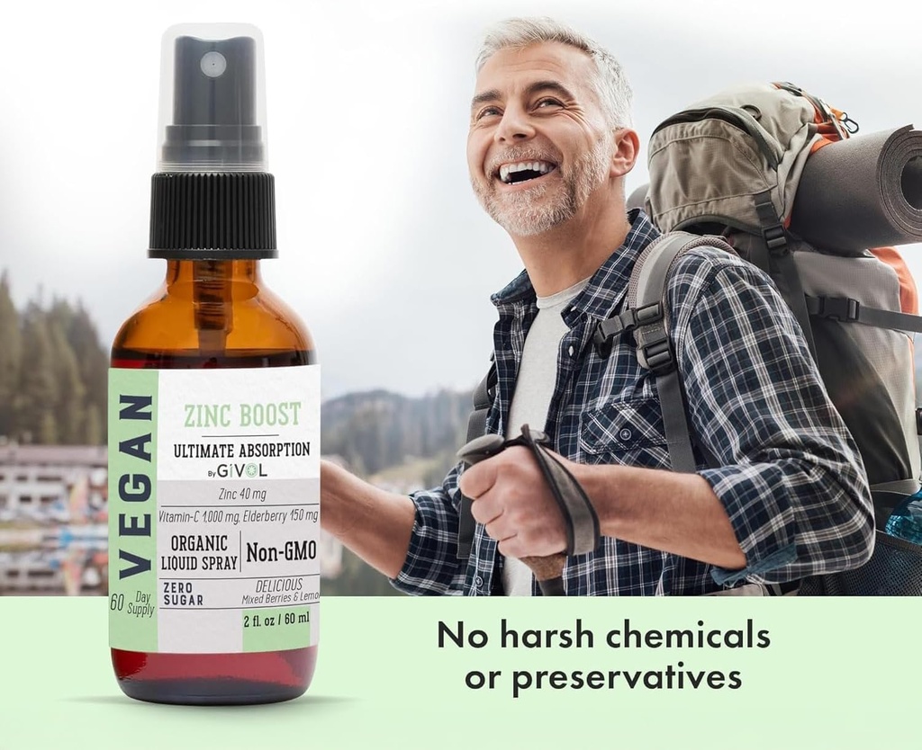 Organic ZINC Boost Mist 40 mg (Extra Strength) - Sugar Free with Vit C and Elderberry Extract - Vegan Liquid Spray for Kids and Adults - Easy Absorption - Non-GMO - (60 ml) 60 Days Supply 6