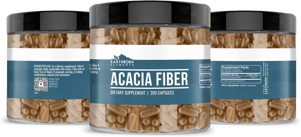 Earthborn Elements Acacia Fiber 200 Capsules, Pure & Undiluted, No Additives 5