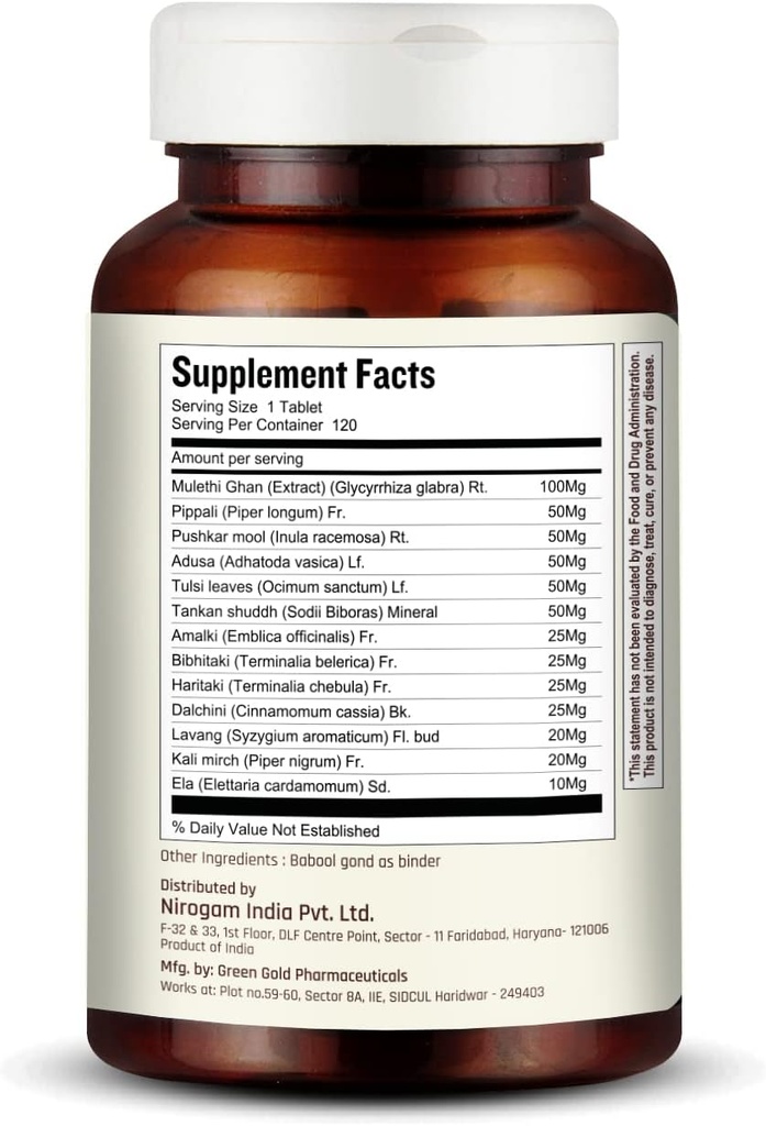 Nirogam Inhale Boost 120 Tablets a Bottle I Lung Support Supplement | Lung Health Supplement | Lung Detox 4