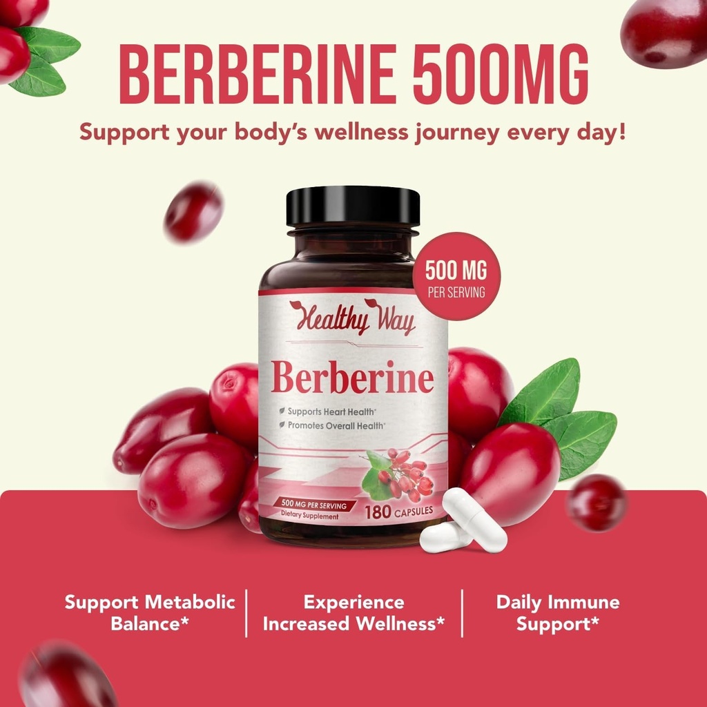 High Strength Berberine Supplement 500mg - Once Daily Potent Berberine 500mg Antioxidant Quercetin Supplement for Heart Aging and Vitality Support - Vegan Friendly & Made in The USA (180 Servings) 4