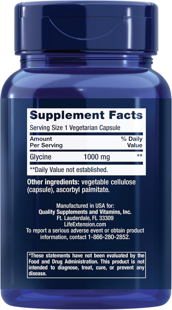 Life Extension Glycine 1000 mg, Promotes Relaxation, Healthy Sleep & Taurine, Pure Taurine Amino Acid Supplement, Heart, Liver and Brain Health 4
