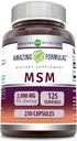 Amazing Formulas MSM (Methylsulfonylmethane) Supplement | 2000 Mg Per Serving | Capsules | Non-GMO | Gluten Free | Made in USA (1 Pack, 250 Count) 2