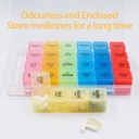 Weekly Pill Organizer 4 Times a Day, 7-Day Pill Boxes, Monthly Medication Organizer 28 Days Portable Compartments & Moisture-Proof Outer Case for Vitamins, Fish Oils, Supplements(Color) 4