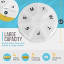 Weekly Pill Organizer - (Pack of 2) 7 Day Pills Container, Round Medicine Organizer Box, Daily Week Pill Reminder Case Travel Friendly, BPA-Free Vitamin, Supplement, Fish Oil, Medication Planner 4