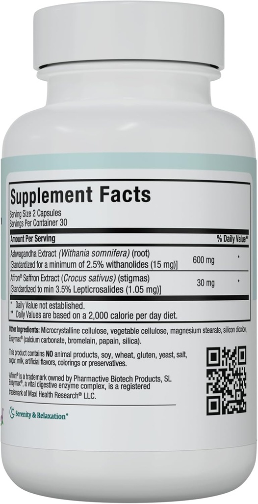 Ashwagandha Supplements Complex with Saffron – 600mg Ashwagandha Capsules & 30mg Saffron Extract for Stress Relief, Mood & Calm – Kosher, 60 Capsules 3